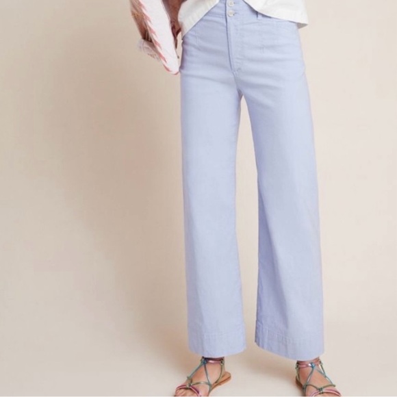 Anthropologie Pants - Anthropologie Emma Cropped Wide-Leg Pants Linen Trousers Bottoms Ankle Summer